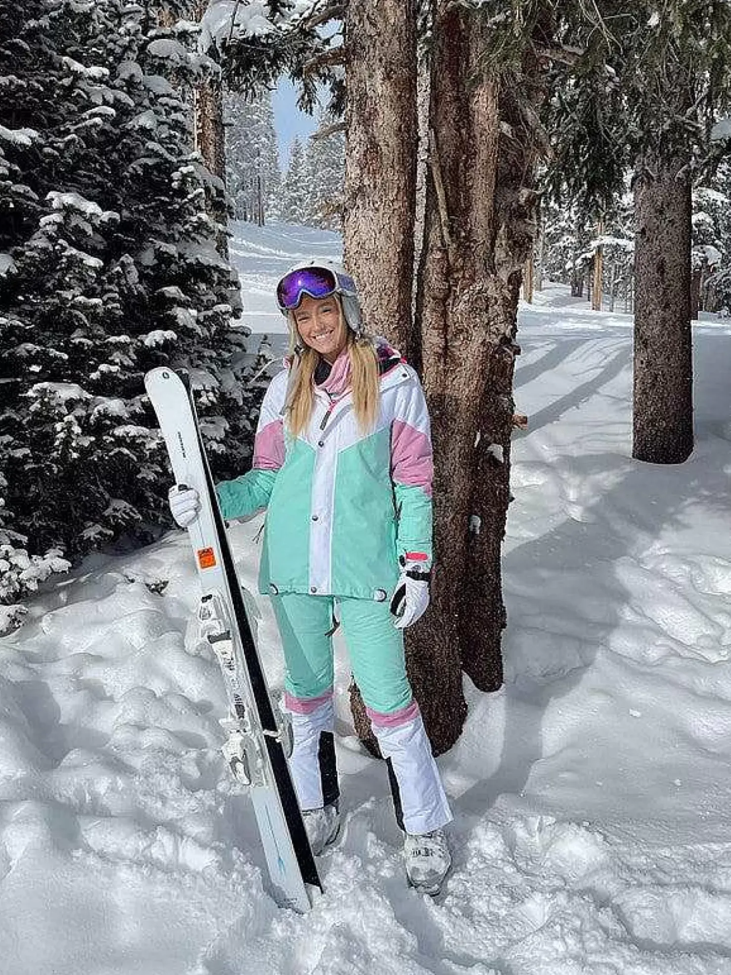Women OOSC Snow Jackets>1080 Women'S Ski & Snowboard Jacket - Pastel Pink, White & Pastel Mint