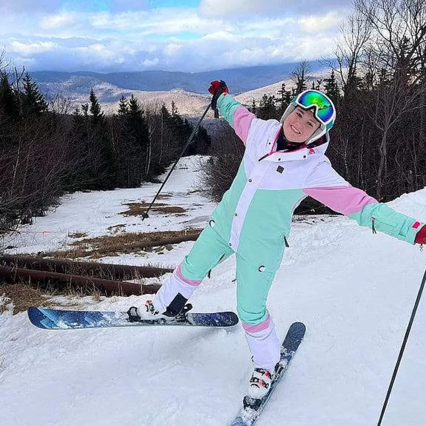Women OOSC 1080 Jackets & Pants>1080 Women'S Ski & Snowboard Jacket - Pastel Pink, White & Pastel Mint