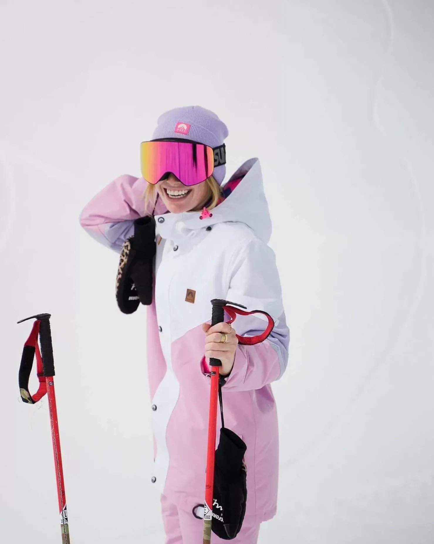 Women OOSC Snow Jackets>1080 Women'S Ski & Snowboard Jacket - Pastel Pink, White & Pastel Purple