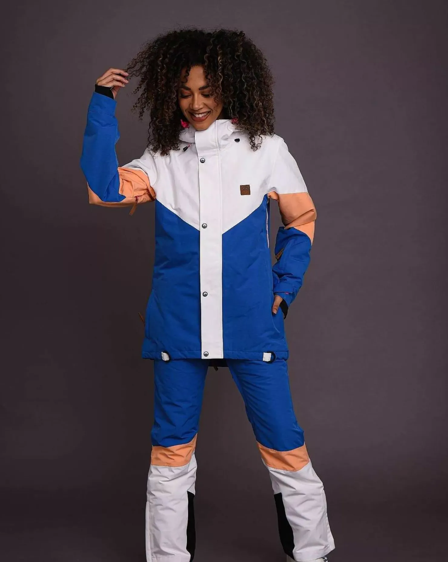 Women OOSC 1080 Jackets & Pants>1080 Women'S Ski & Snowboard Jacket - Pastel Peach, White & Blue