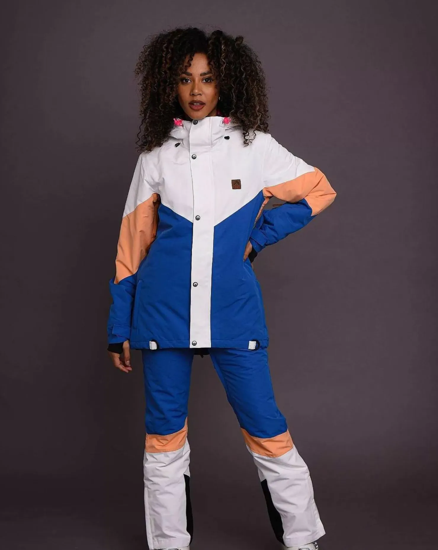 Women OOSC 1080 Jackets & Pants>1080 Women'S Ski & Snowboard Pant - Pastel Peach, White & Blue