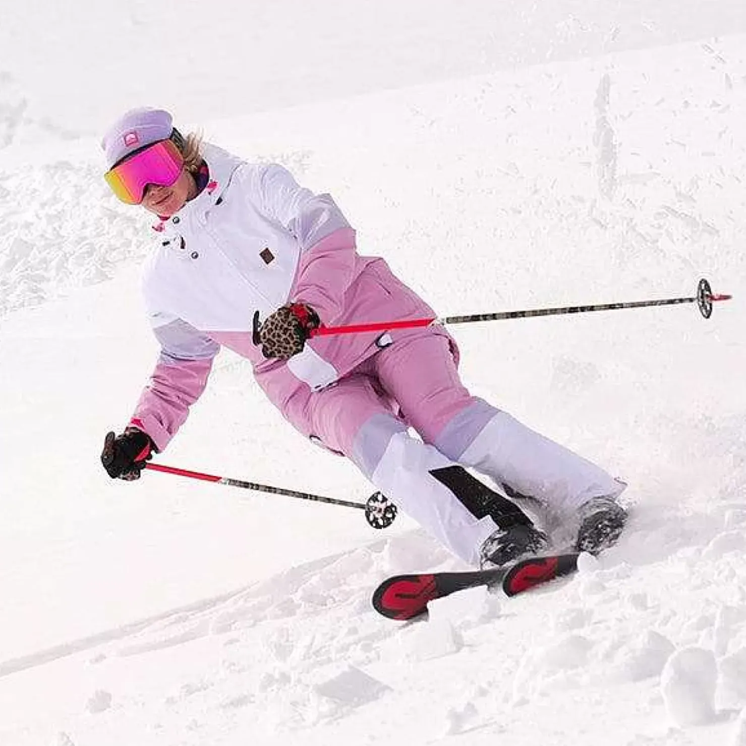 Women OOSC 1080 Jackets & Pants>1080 Women'S Ski & Snowboard Pant - Pastel Pink, White & Pastel Purple