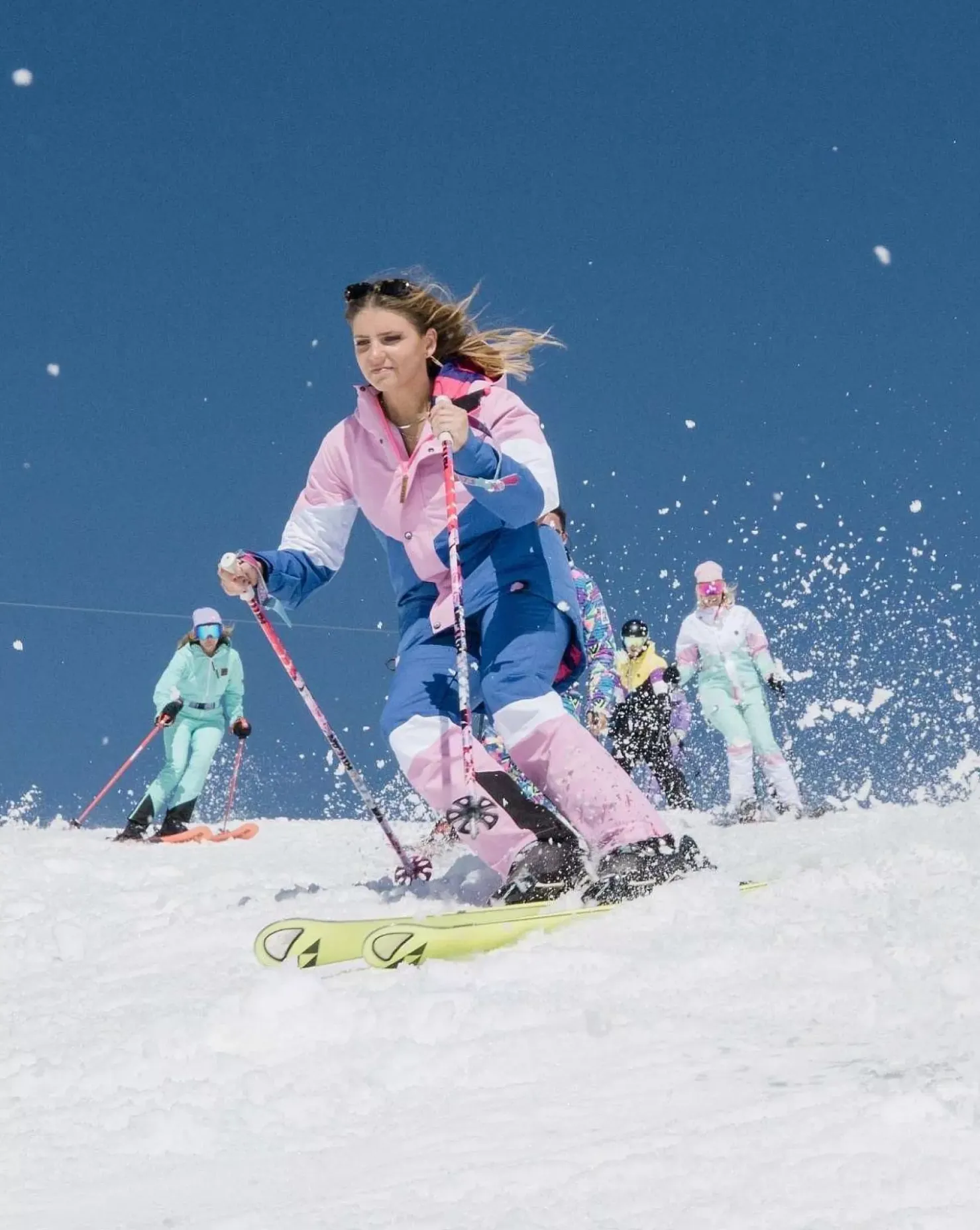 Women OOSC 1080 Jackets & Pants>1080 Women'S Ski & Snowboard Pant - Pastel Pink, White & Blue