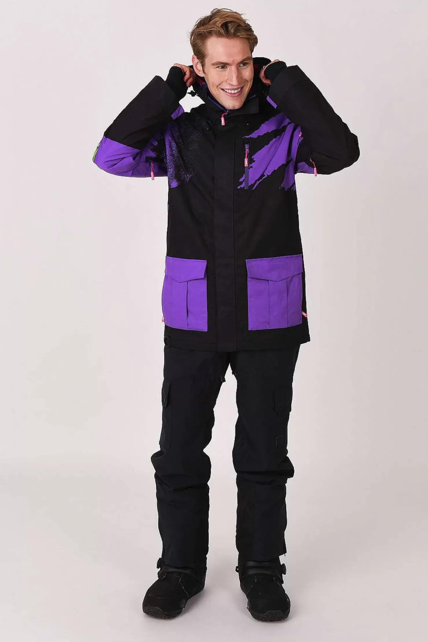 Men OOSC Snow Jackets>Afterparty Jacket Black & Purple Men'S