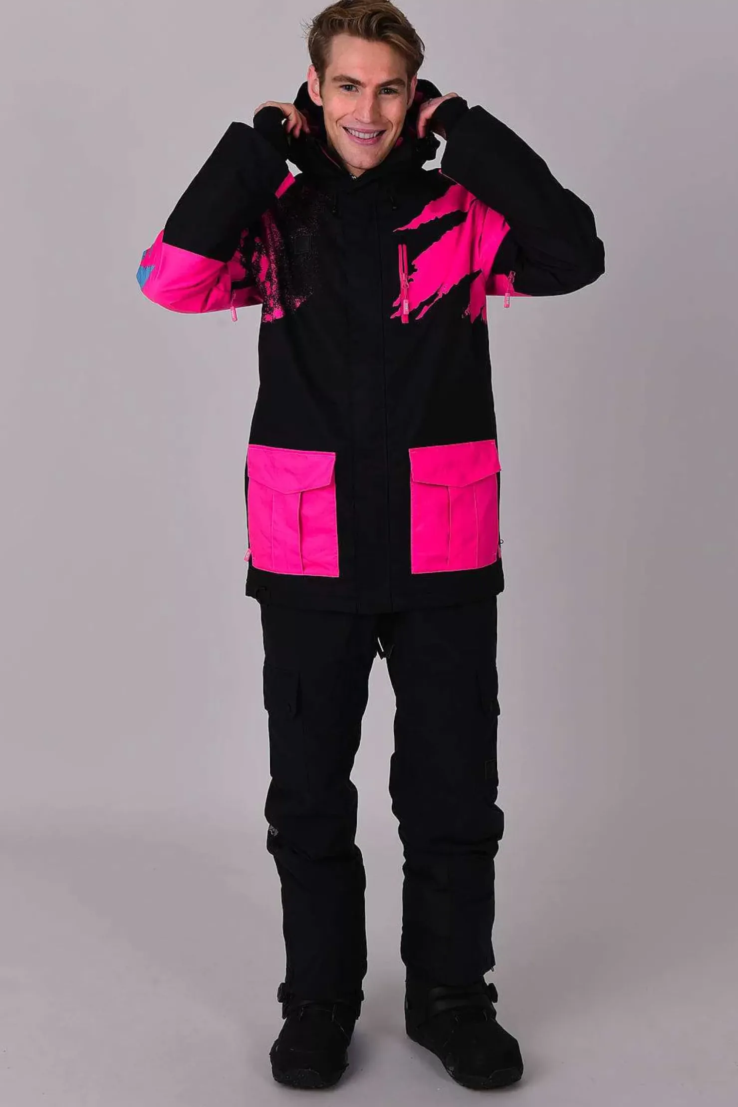 Men OOSC Snow Jackets>Afterparty Jacket Black & Pink Men'S