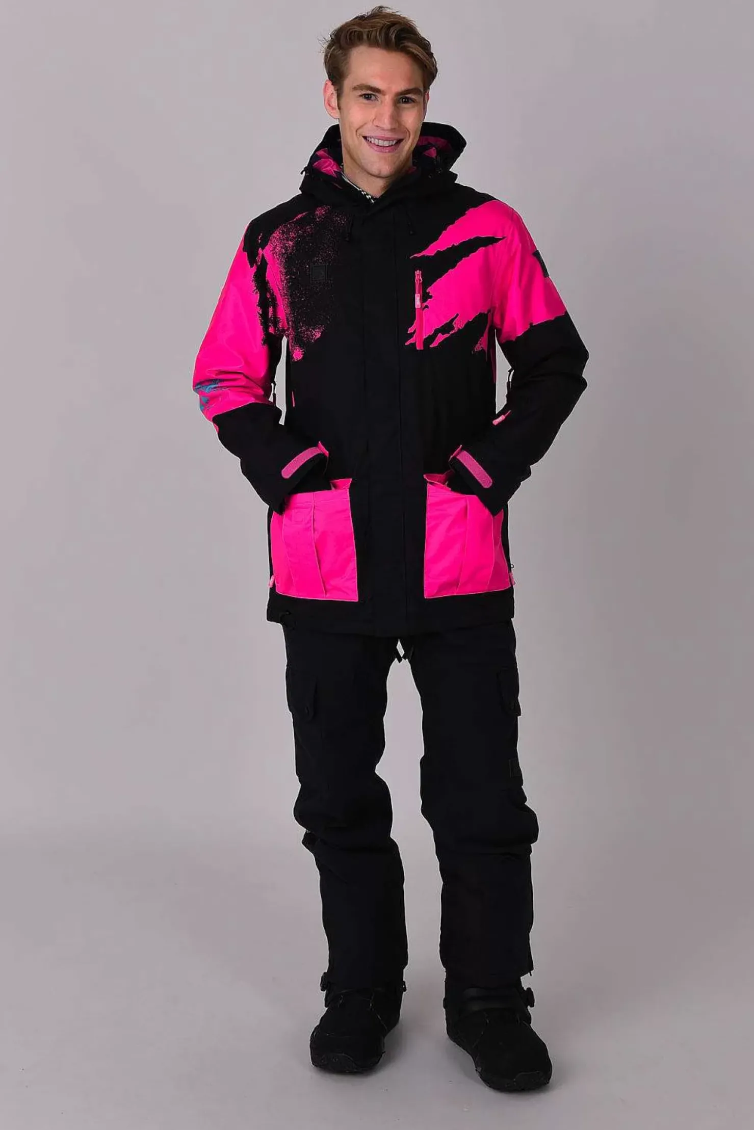 Men OOSC Snow Jackets>Afterparty Jacket Black & Pink Men'S