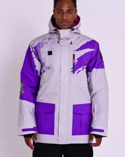 Men OOSC Snow Jackets>Afterparty Jacket Grey & Purple Men'S