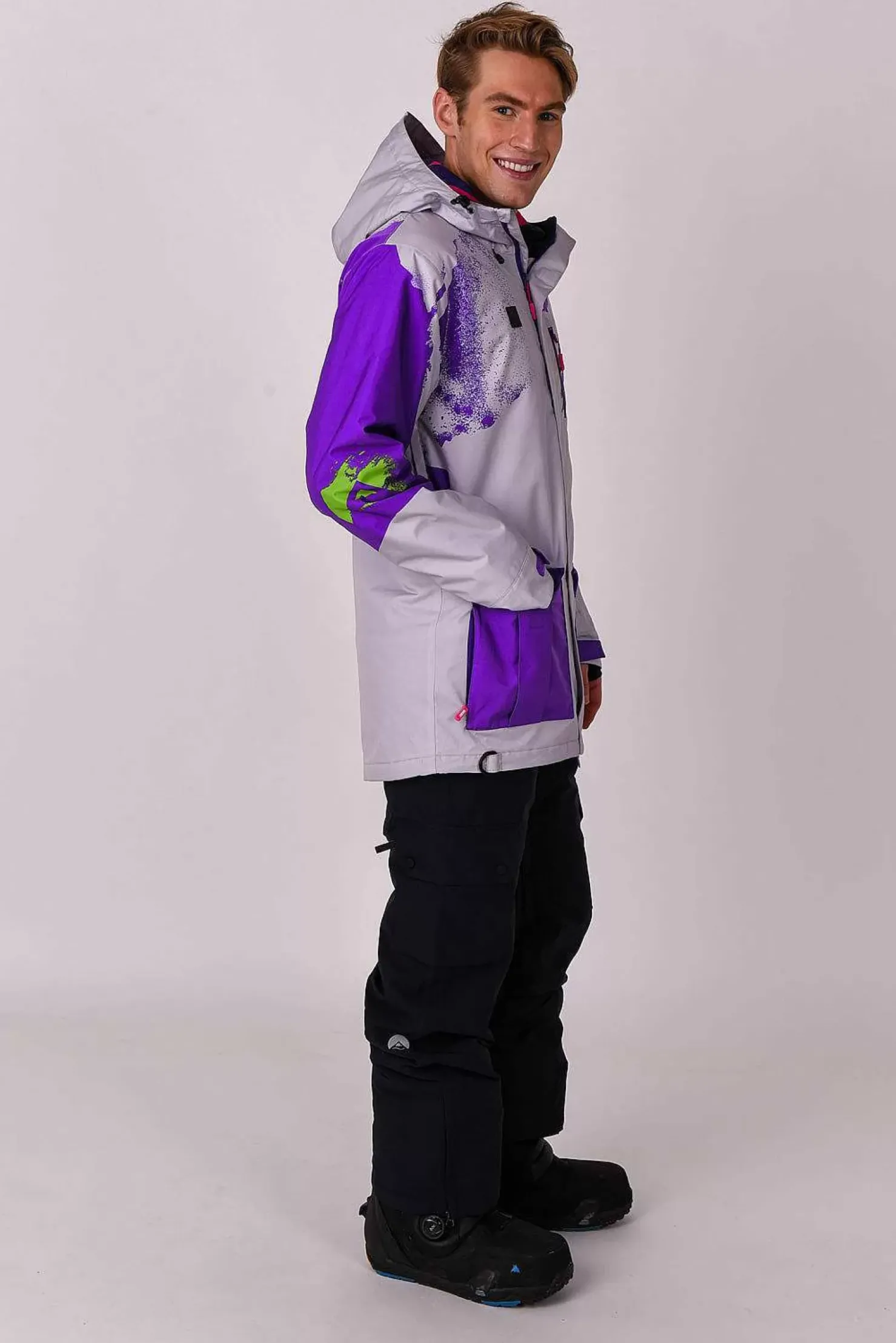 Men OOSC Snow Jackets>Afterparty Jacket Grey & Purple Men'S