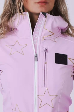Women OOSC Ski Suits>Chic Ski Suit - Pink With Gold Stars