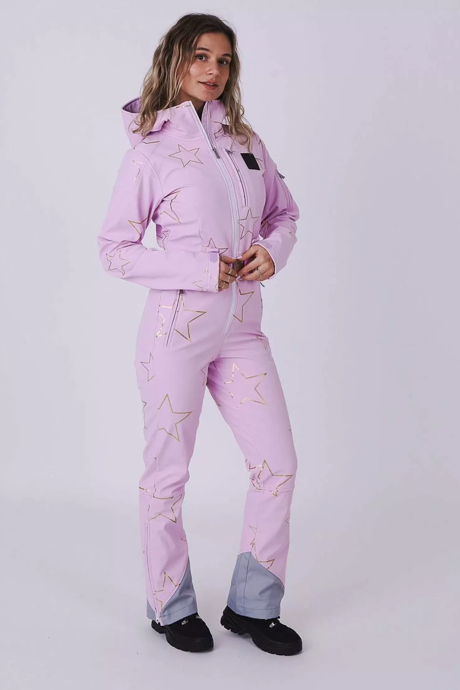 Women OOSC Chic Luxury>Chic Ski Suit - Pink With Gold Stars
