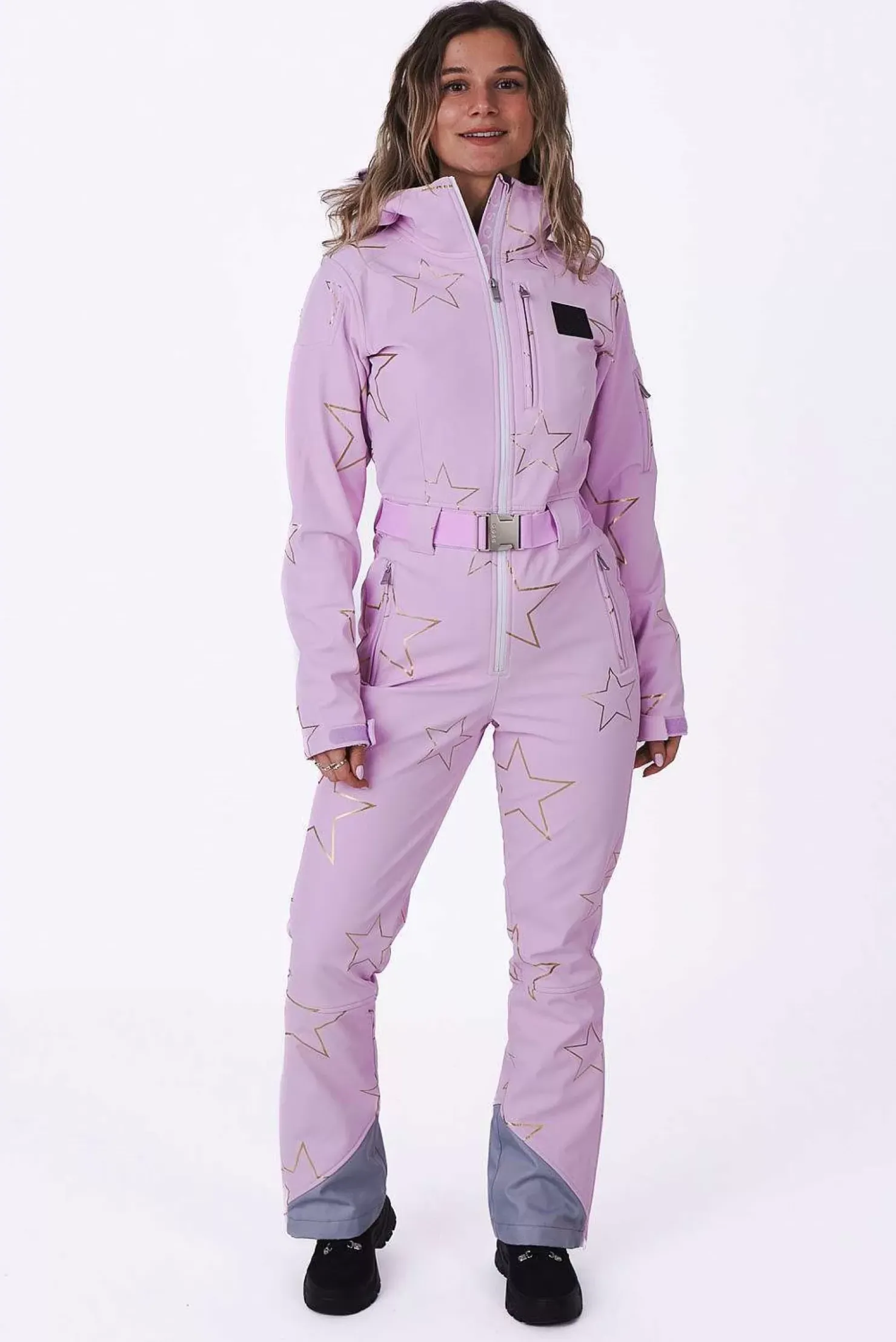 Women OOSC Chic Luxury>Chic Ski Suit - Pink With Gold Stars