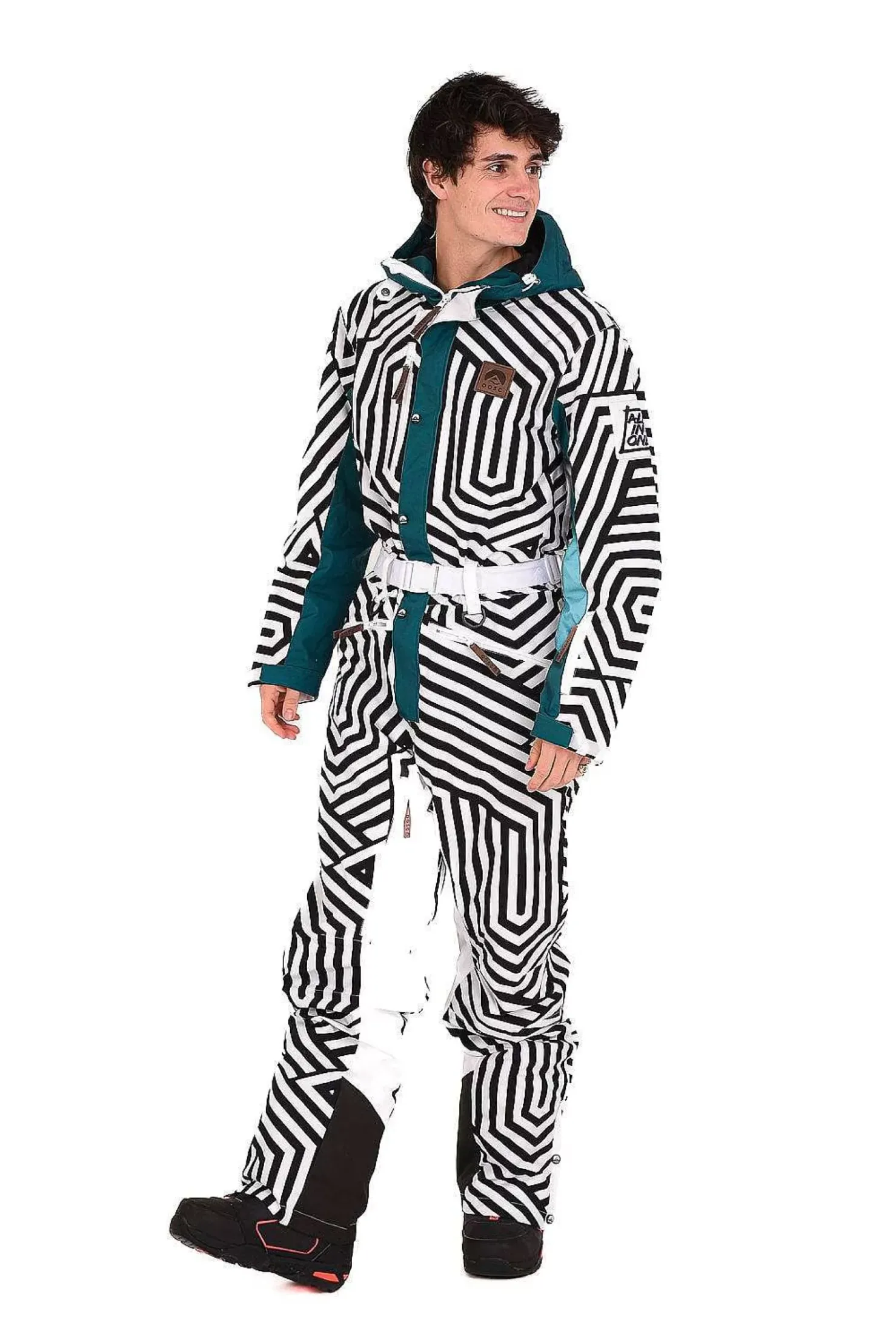 Men OOSC Ski Suits>Fall Line Black & White Men'S Ski Suit
