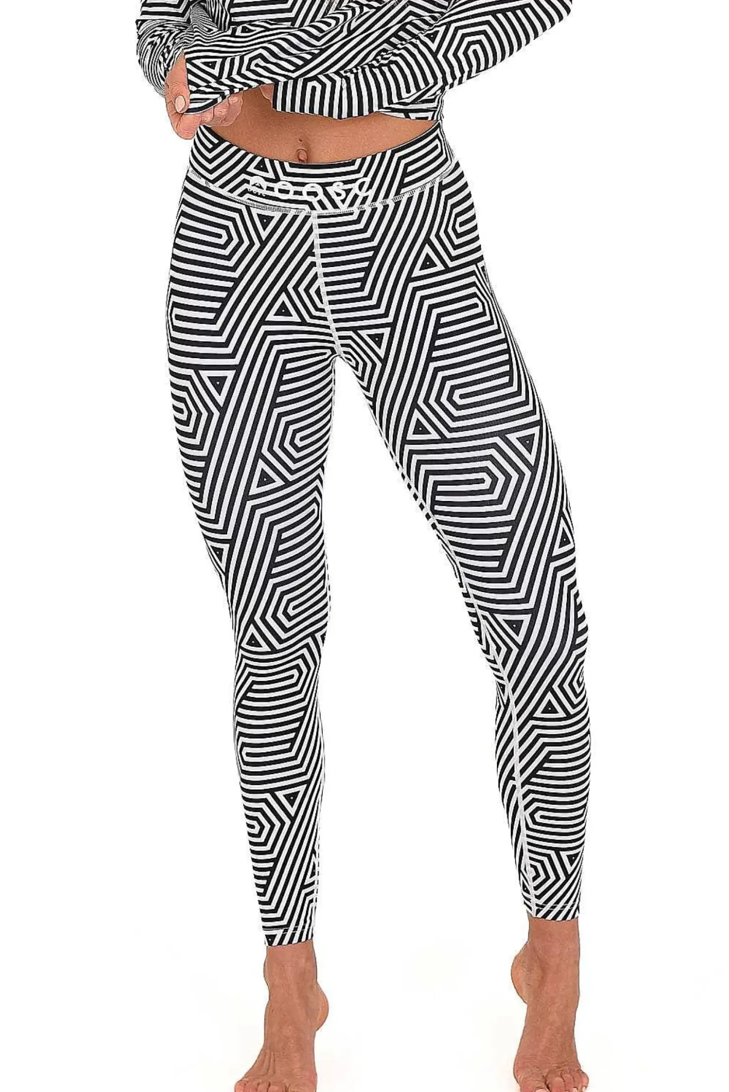 Women OOSC Baselayers>Fall Line Black & White Womens Baselayer Legging