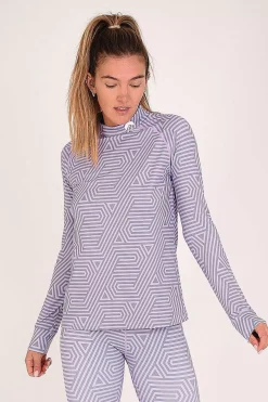 Women OOSC Baselayers>Fall Line Purple & Grey Womens Baselayer Top