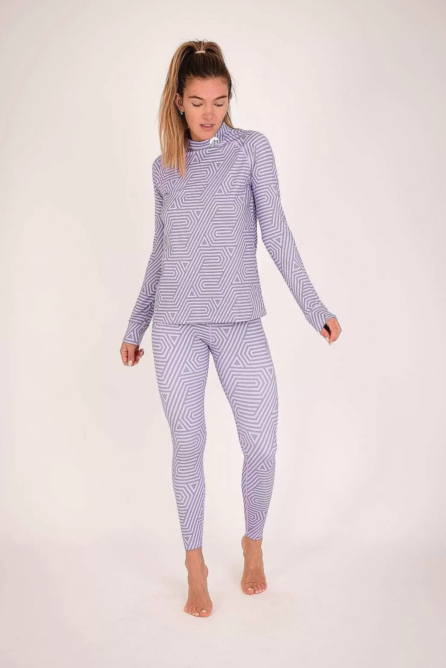 Women OOSC Baselayers>Fall Line Purple & Grey Womens Baselayer Legging
