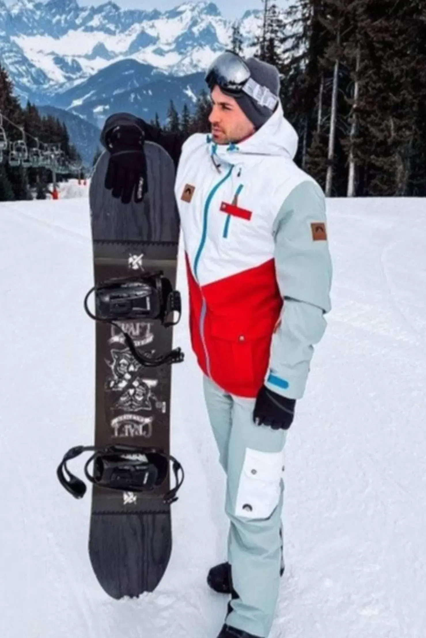 Men OOSC Snow Jackets>Fresh Pow Men'S Ski Snowboard Jacket - White, Red, Black & Grey