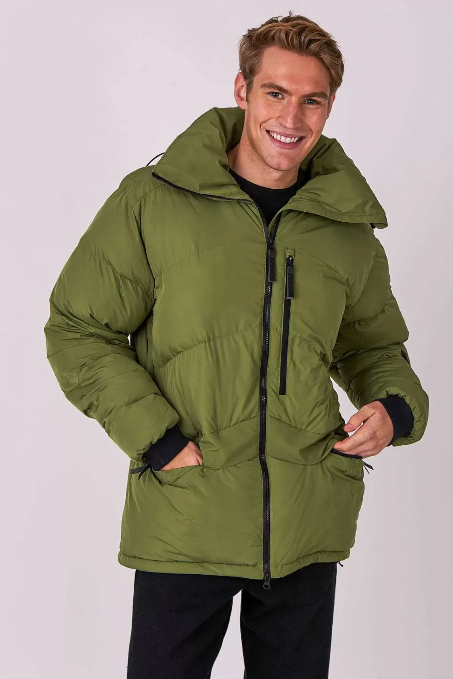 Men OOSC Snow Jackets>Men'S Puffer Jacket Khaki