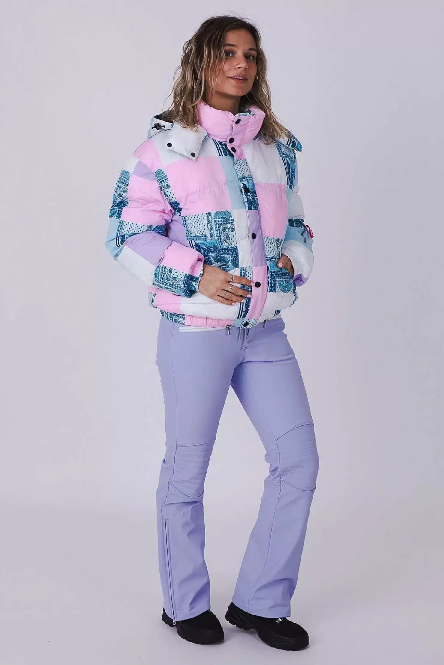 Women OOSC Snow Jackets>Patchwork Chic Puffer Jacket