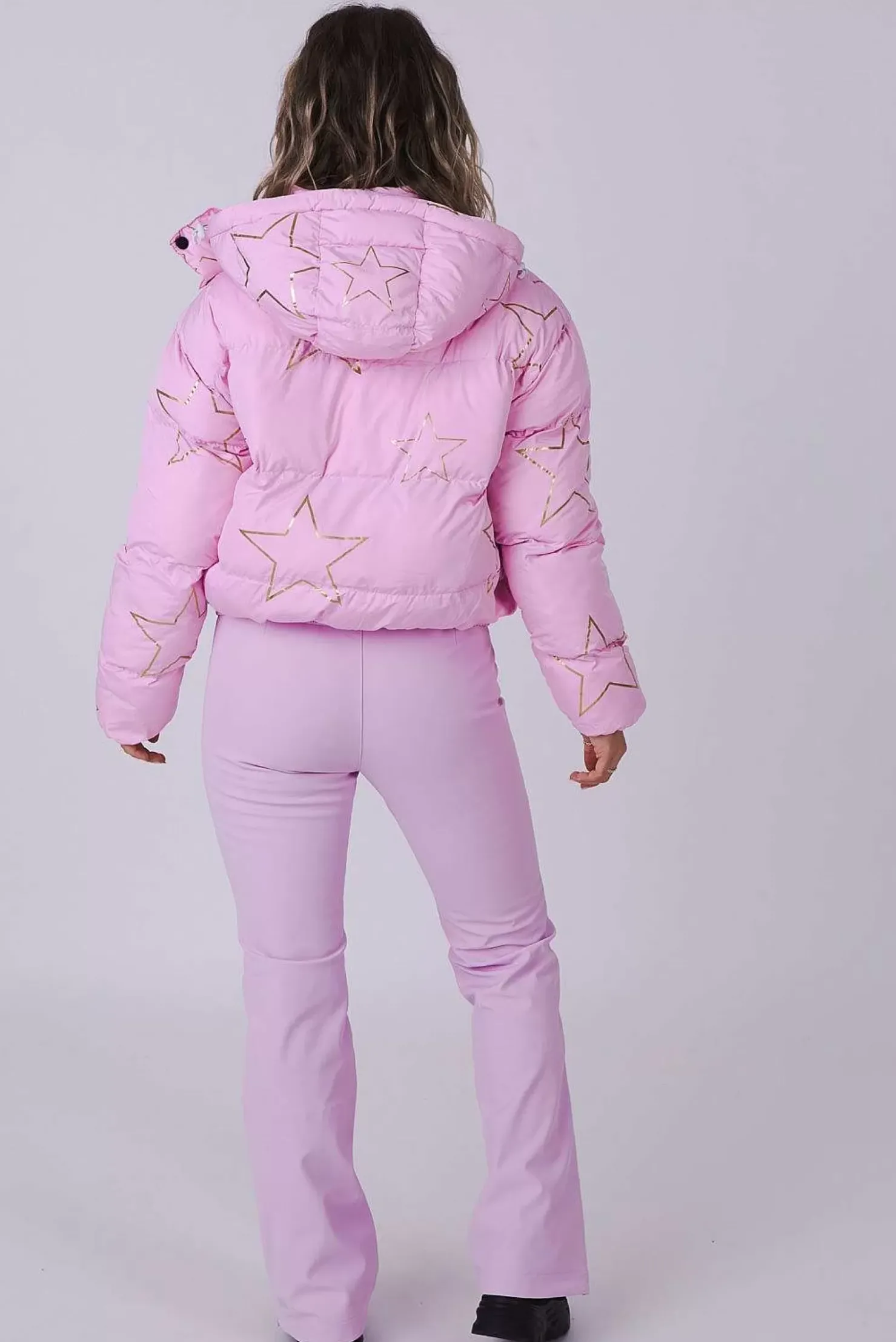Women OOSC Chic Luxury>Pink With Stars Chic Puffer Jacket