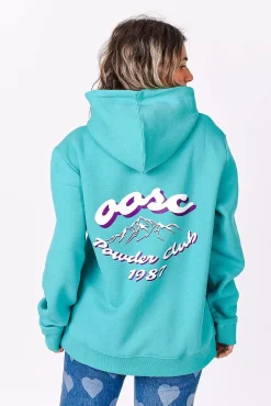 Women OOSC Hoodies>Powder Club Hoodie - Aqua