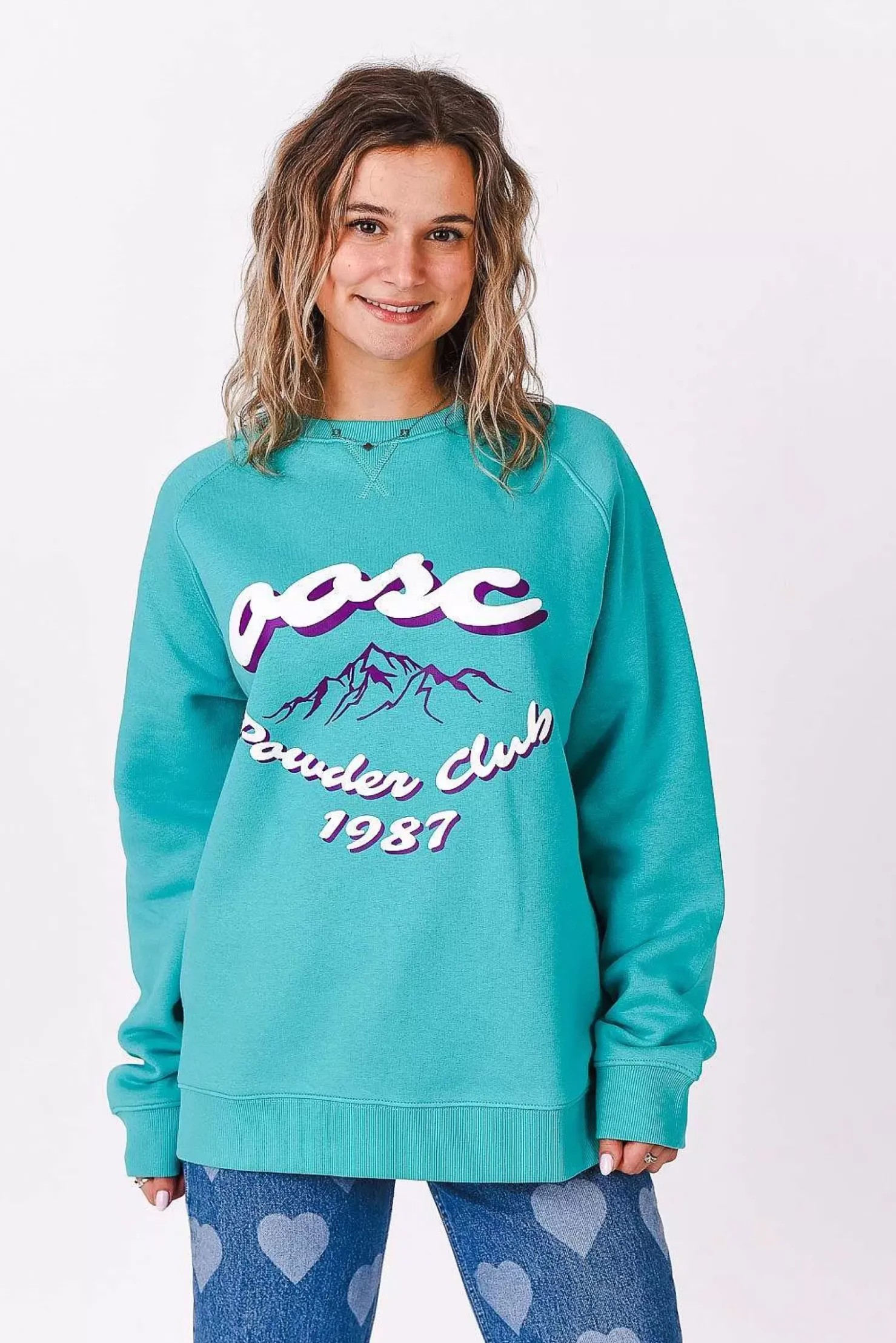Women OOSC Sweats>Powder Club Sweatshirt - Aqua
