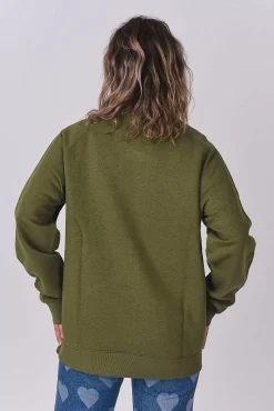 Women OOSC Sweats>Powder Club Sweatshirt - Khaki