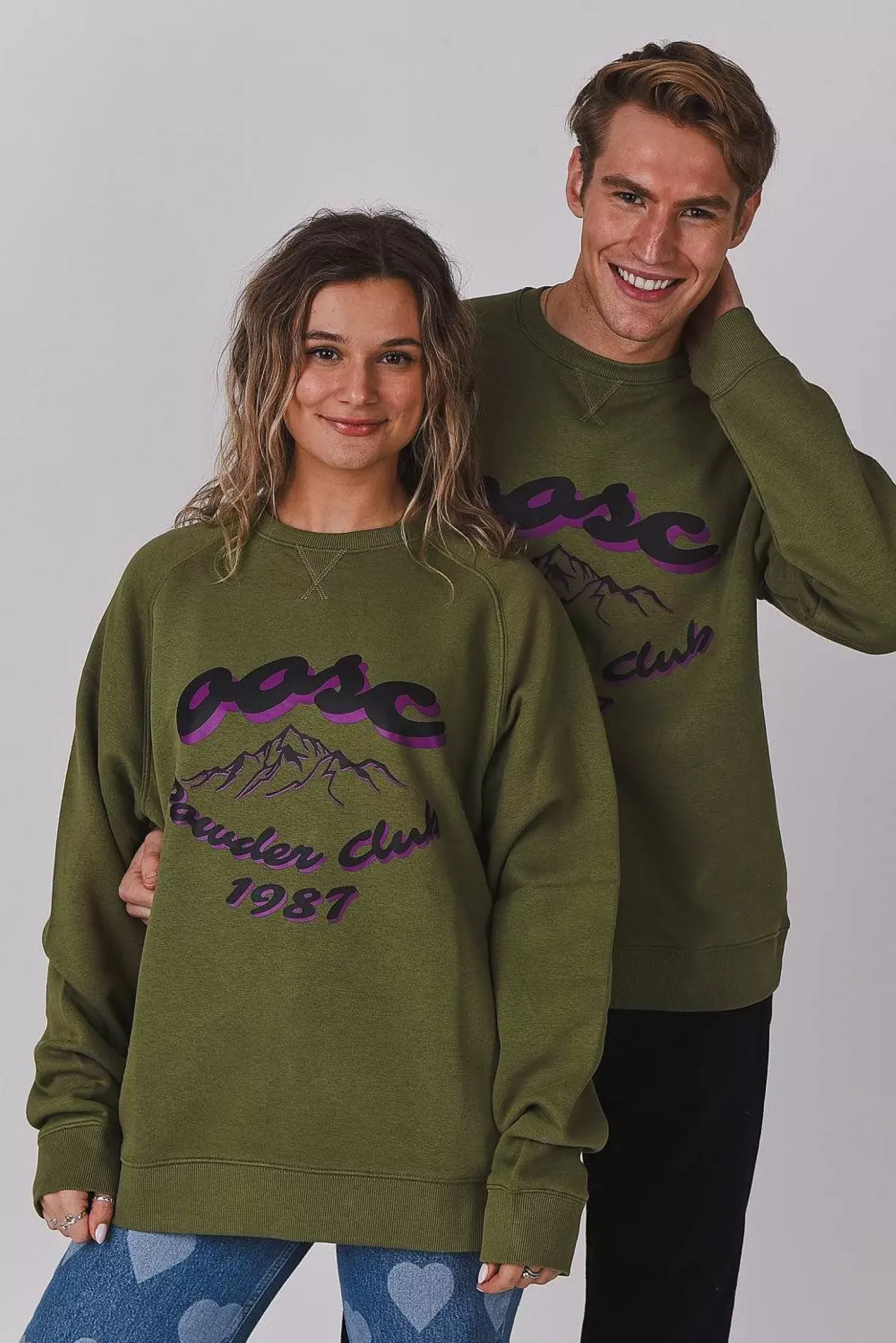 Women OOSC Sweats>Powder Club Sweatshirt - Khaki