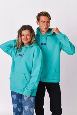 Women OOSC Hoodies>Retro Hoodie - Aqua