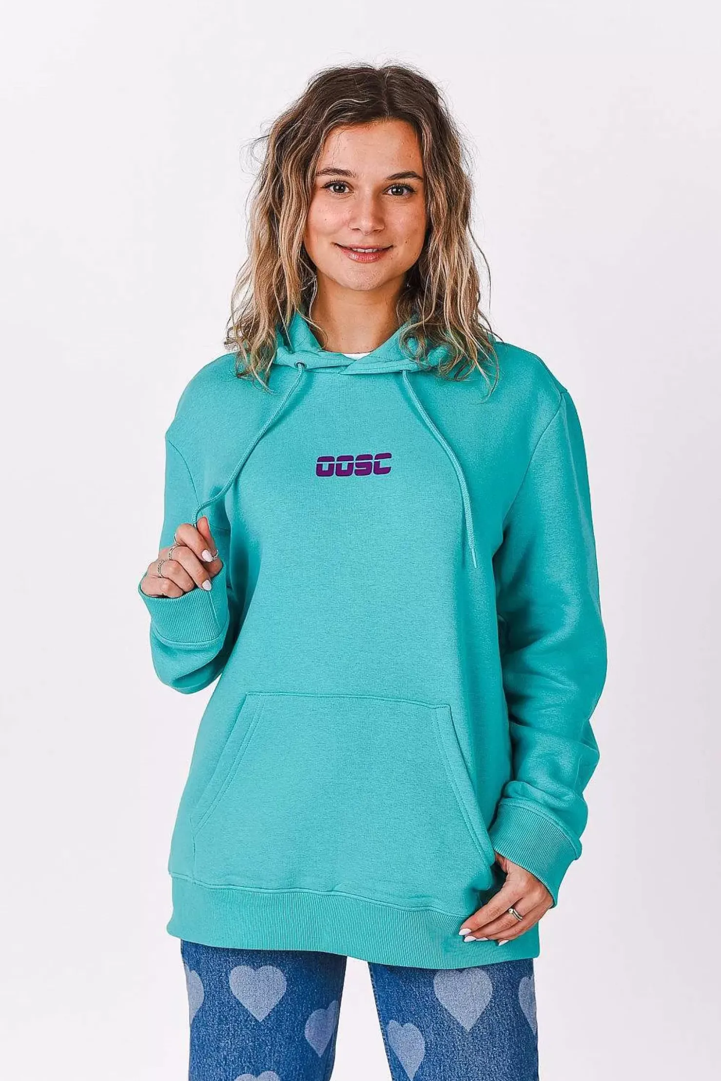 Women OOSC Hoodies>Retro Hoodie - Aqua