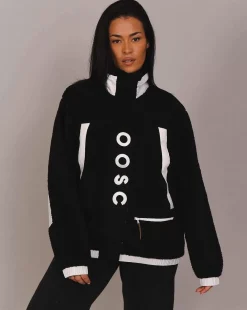 Women OOSC Fleece>Sherpa Fleece Jacket Black / White - Women'S