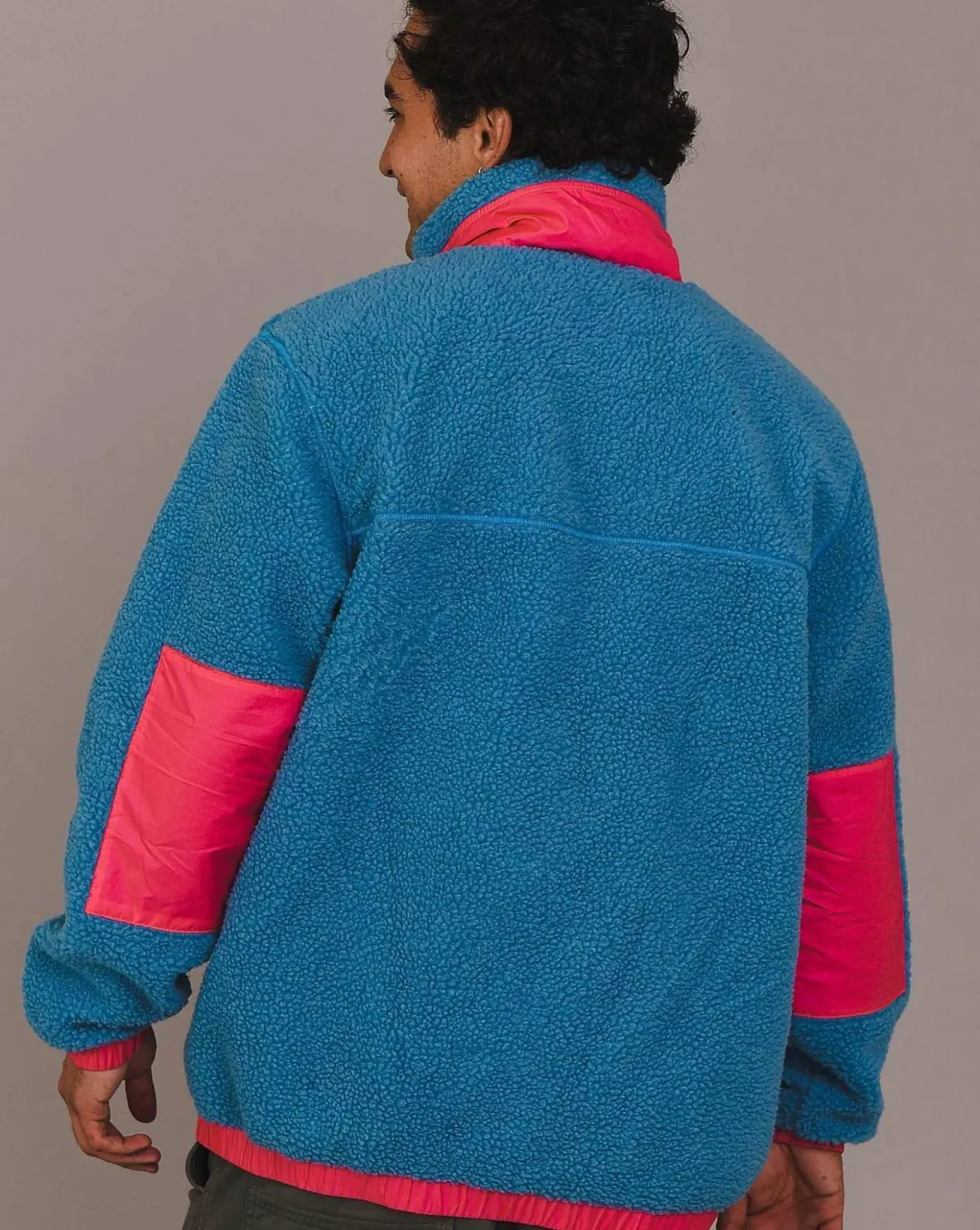 Men OOSC Fleeces>Sherpa Fleece Jacket Blue / Pink - Men'S
