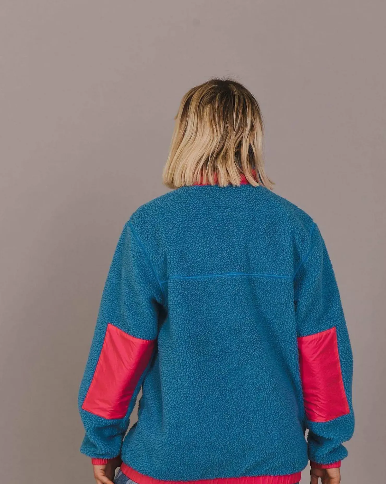 Women OOSC Fleece>Sherpa Fleece Jacket Blue / Pink - Women'S