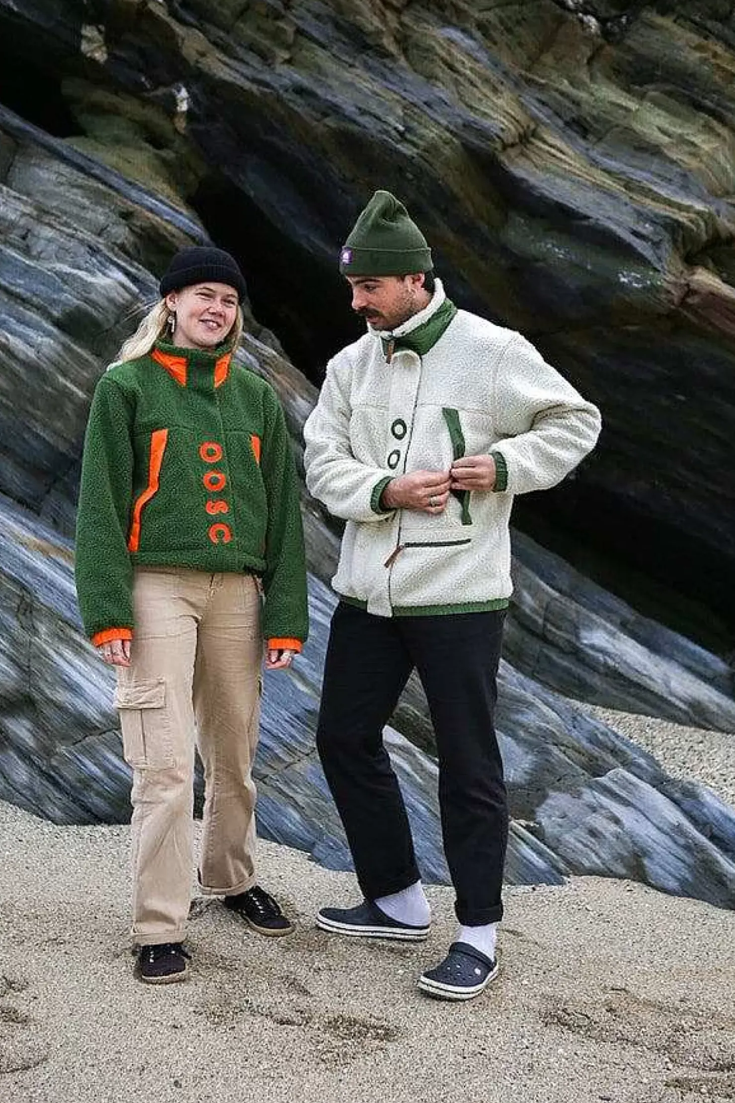 Women OOSC Fleece>Sherpa Fleece Jacket Cream / Khaki - Women'S
