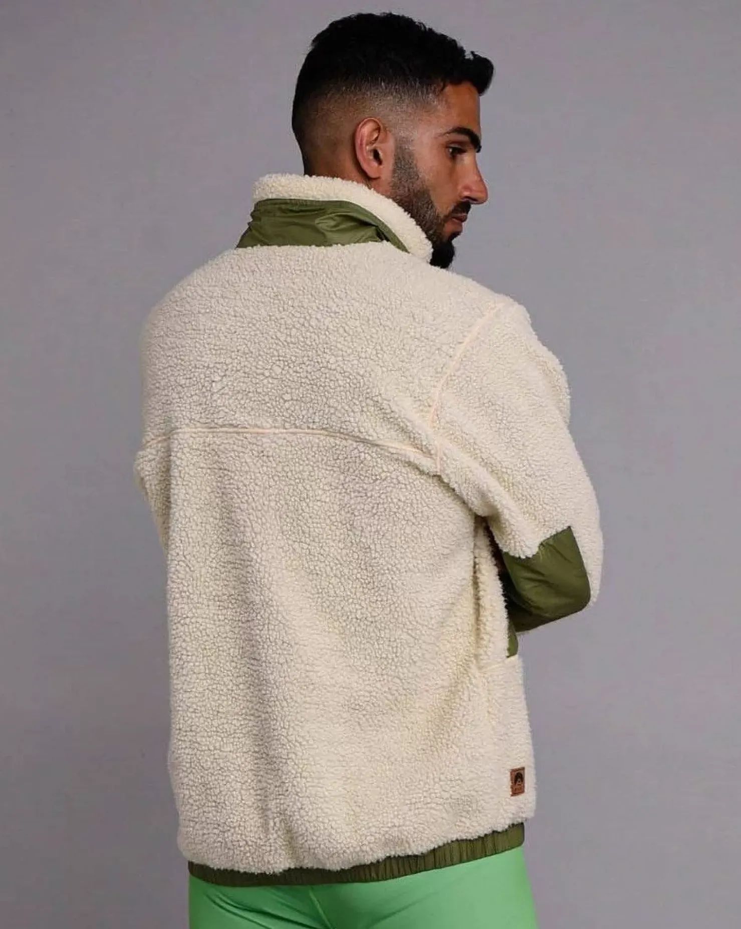 Men OOSC Fleeces>Sherpa Fleece Jacket Cream / Khaki - Men'S