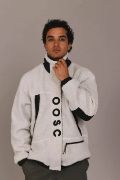Men OOSC Fleeces>Sherpa Fleece Jacket White / Black - Men'S