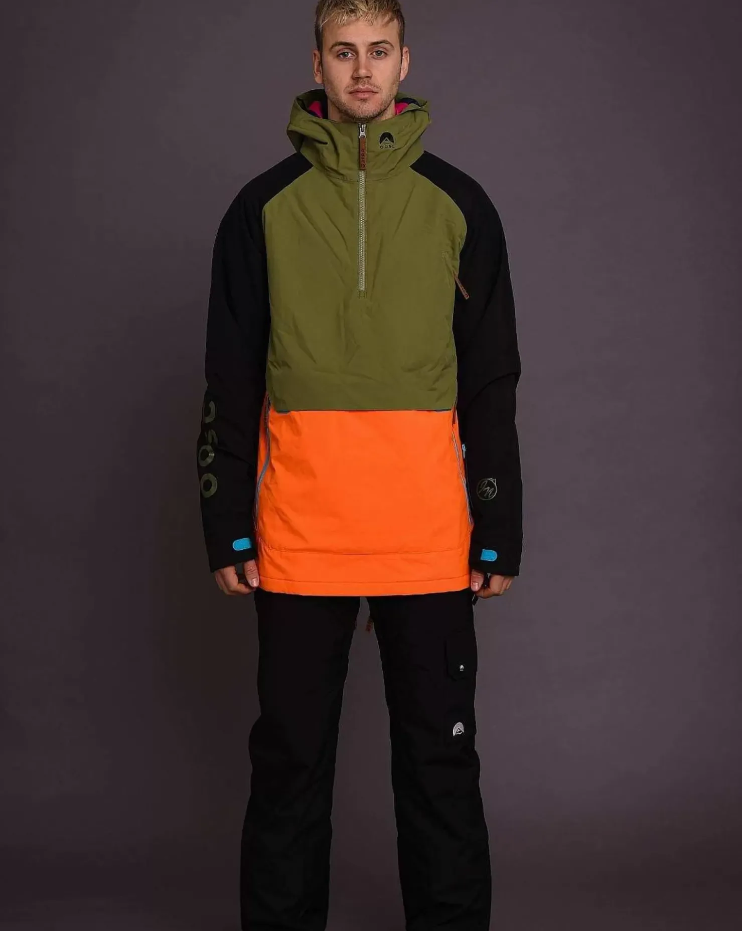 Men OOSC Snow Jackets>Snow Park Overhead Jacket - Orange & Khaki