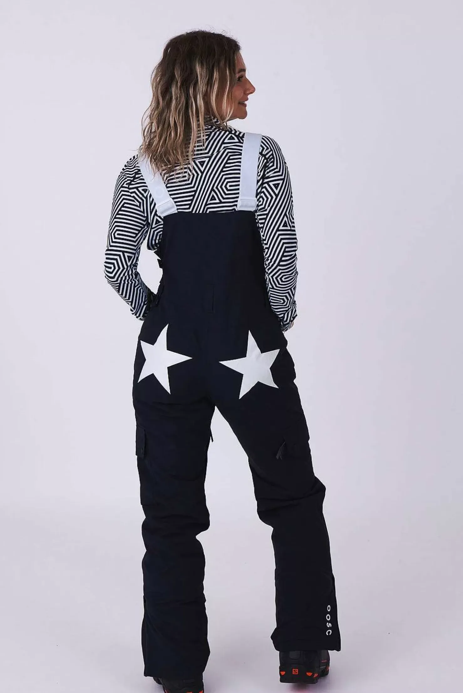 Women OOSC Snow Pants / Bibs>Yeh Girl Ski & Snowboard Bib Pant - Katie Ormerod Black Stars Signature Line