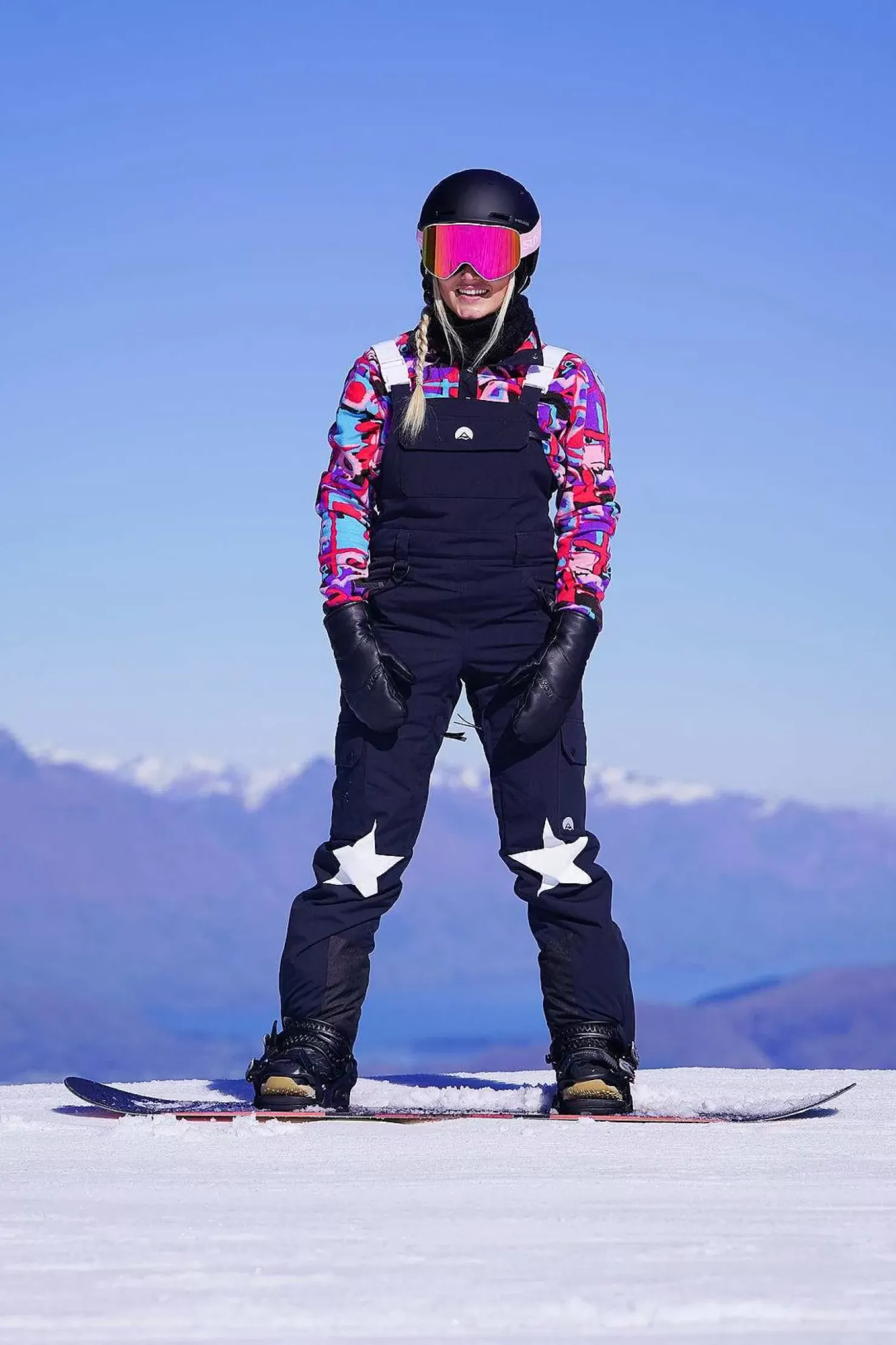 Women OOSC Snow Pants / Bibs>Yeh Girl Ski & Snowboard Bib Pant - Katie Ormerod Black Stars Signature Line