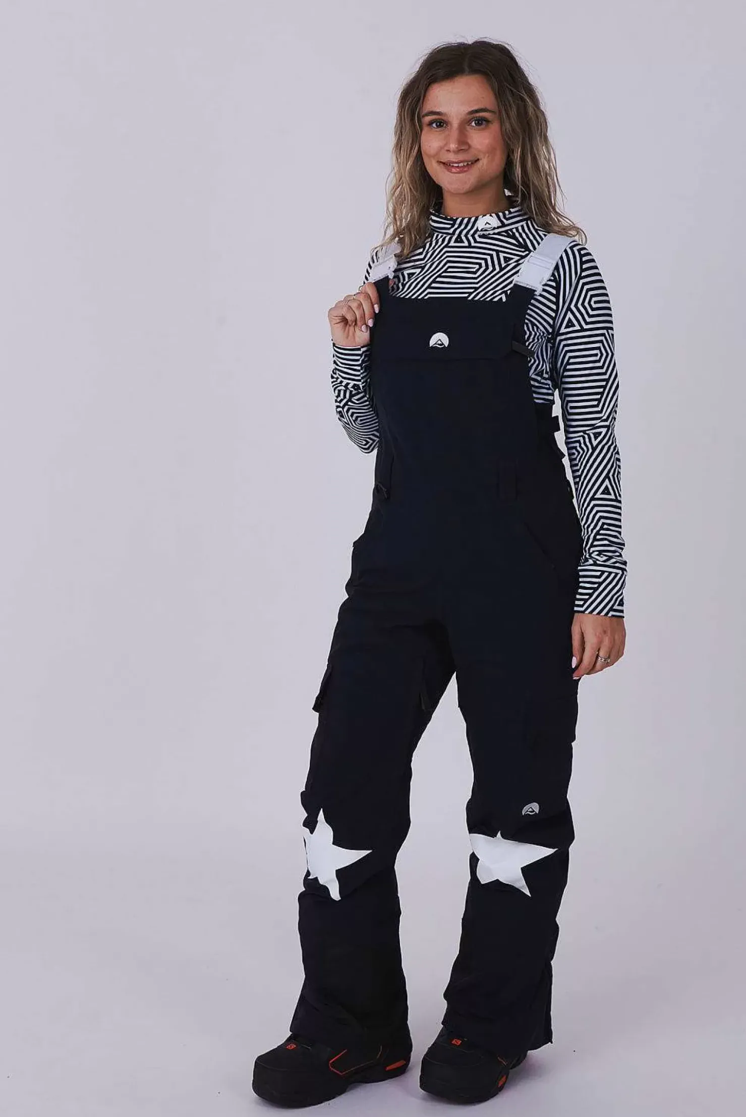 Women OOSC Yeh Girl Jackets & Bib Pants>Yeh Girl Ski & Snowboard Bib Pant - Katie Ormerod Black Stars Signature Line