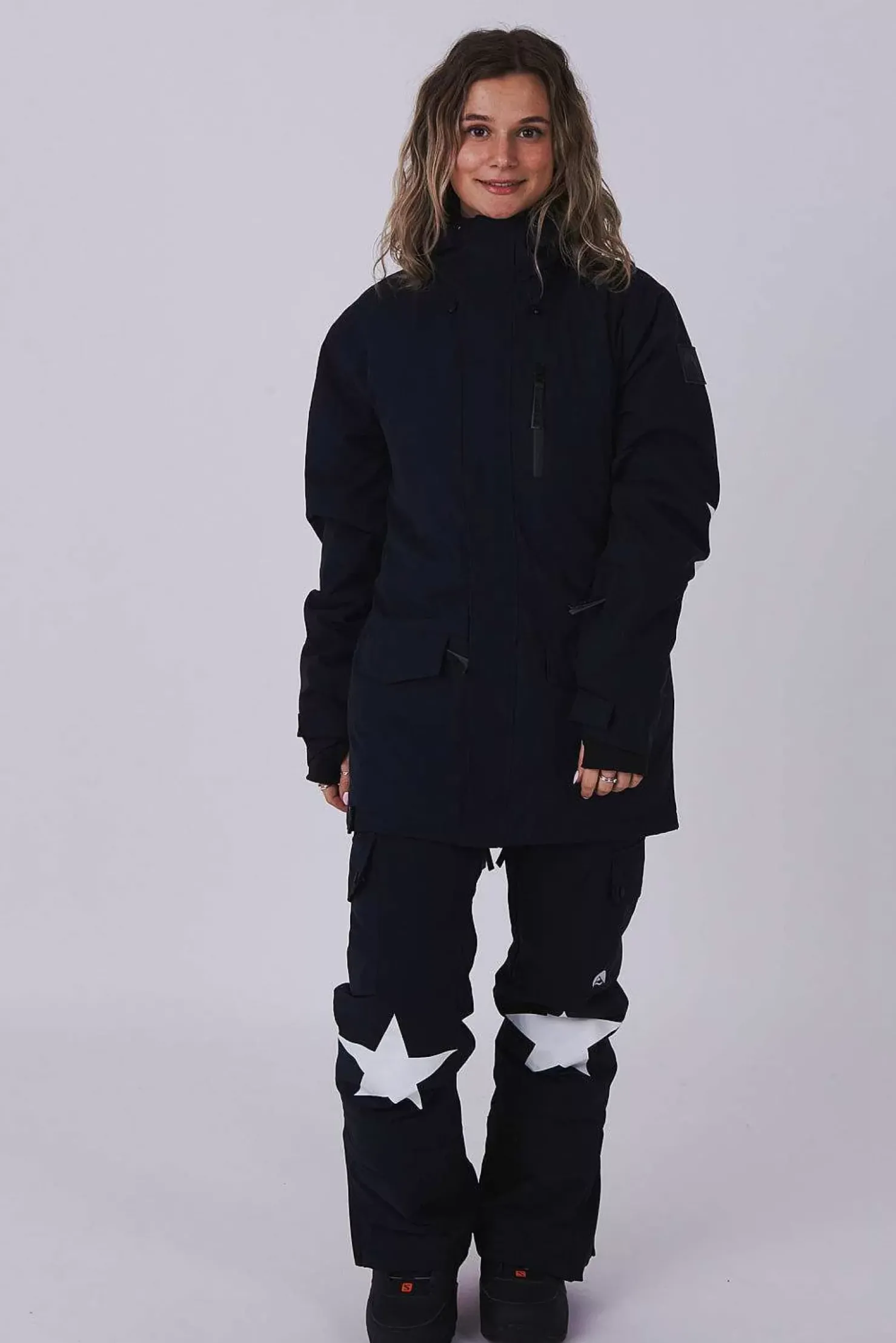 Women OOSC Snow Jackets>Yeh Girl Ski & Snowboard Jacket - Katie Ormerod Black Stars Signature Line