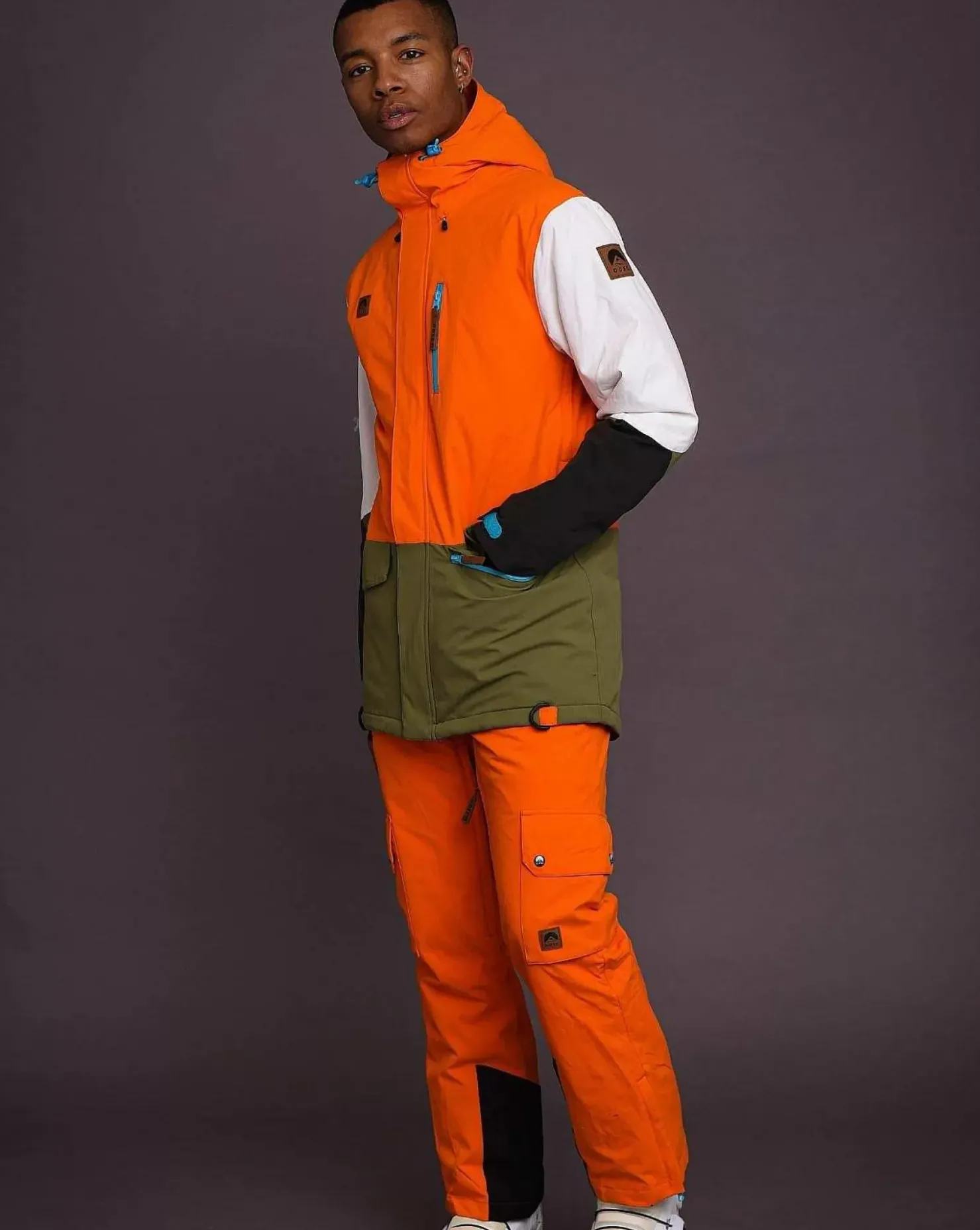 Men OOSC Snow Jackets>Yeh Man Men'S Ski & Snowboard Jacket - Orange, Khaki & White