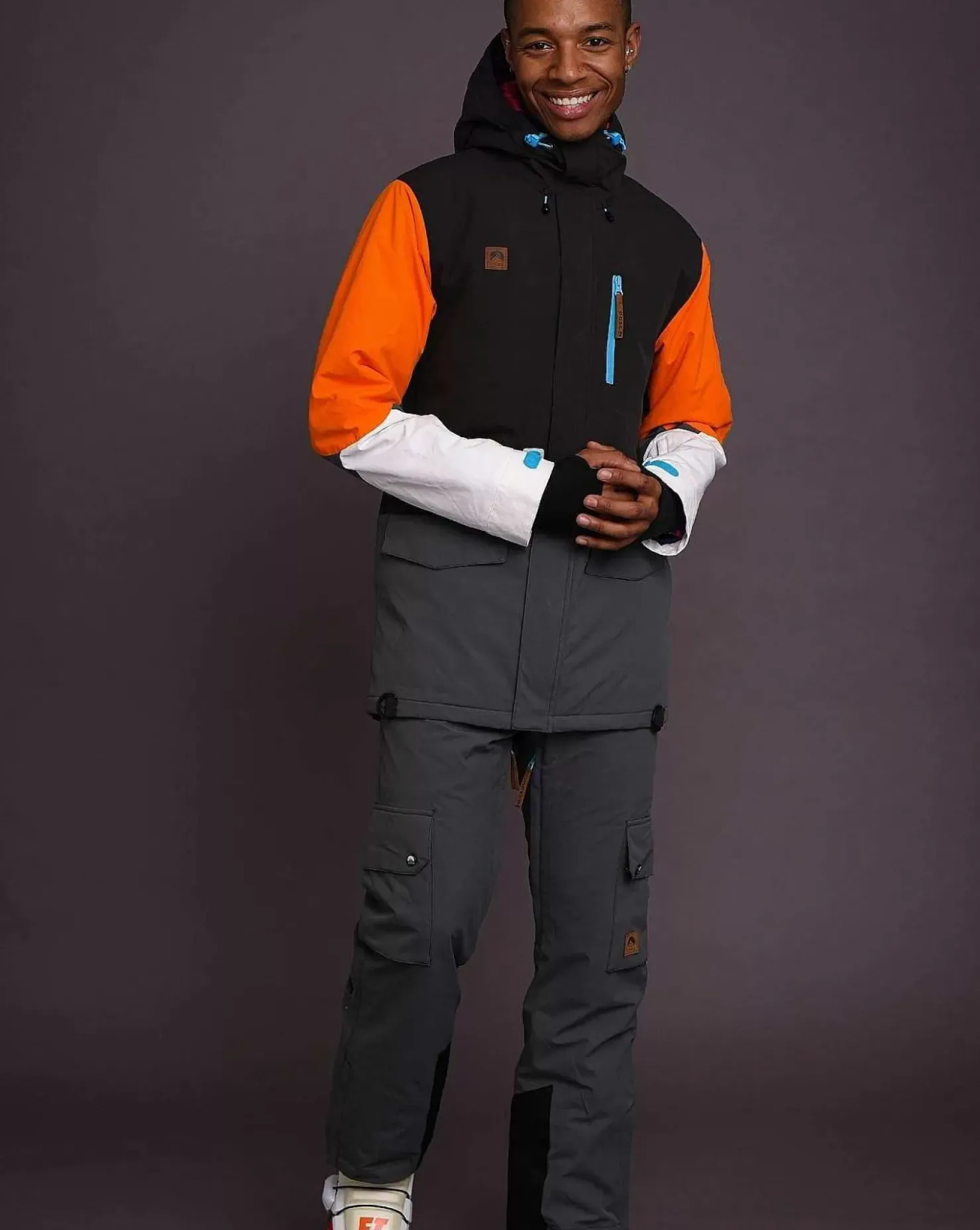 Men OOSC Snow Jackets>Yeh Man Men'S Ski & Snowboard Jacket - Black, Grey & Orange